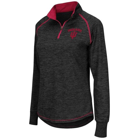 Colosseum Womens Small S Gray Red Indiana Hoosiers 1/4 Zip Long Sleeve Pullover - Picture 9 of 9
